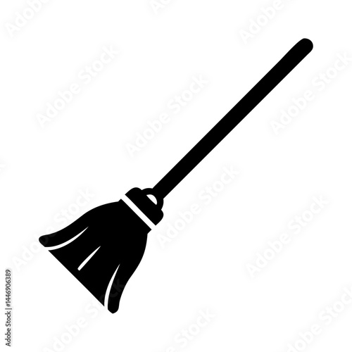 Broom silhouette on white background is an essential tool for cleaning tasks