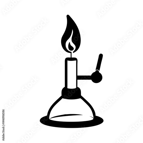 Silhouette illustration of a lit spirit lamp commonly used in science experiments