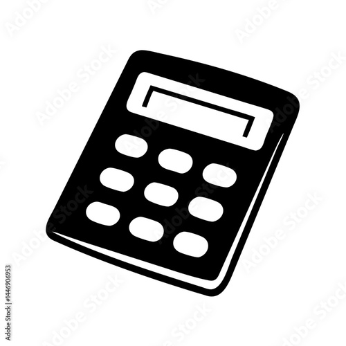 Isolated calculator icon in black and white, financial tool and device