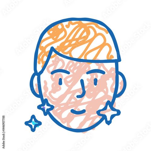 shaved face man icon doodle illustration