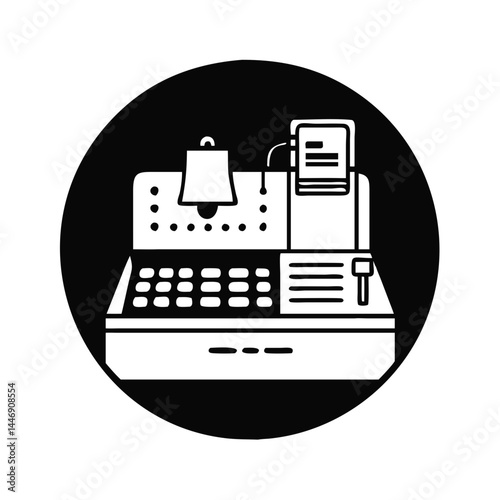 A Vintage Mechanical Cash Register on a Black Background, a Classic Icon