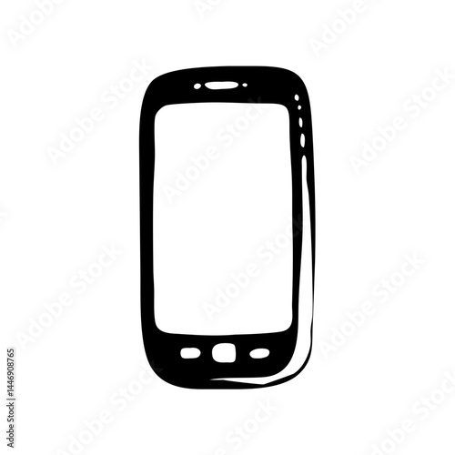 Simple monochrome sketch of a vintage mobile phone for design elements