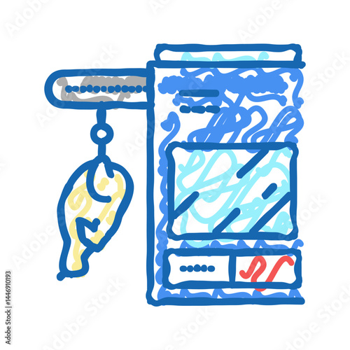 conveyor machine chicken factory icon doodle illustration