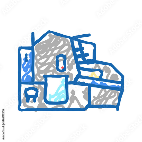 chicken meat manufacturing factory machine icon doodle illustration