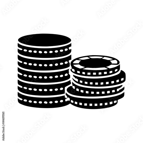 Silhouette of Casino Chips Stacked High, Depicting Risk and Wealth
