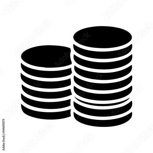 Simple illustration of stacked coins representing savings, wealth, and finance.