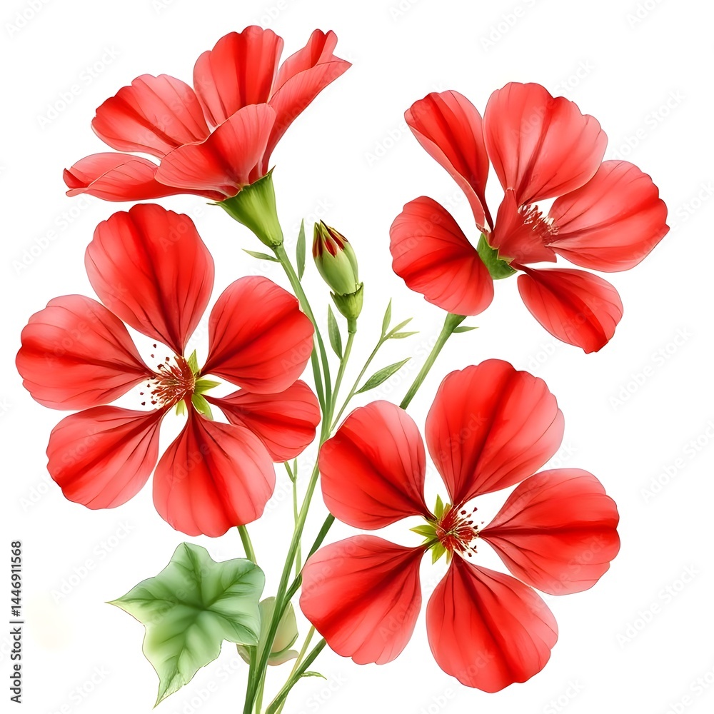 Fototapeta premium watercolor illustration vector of red geranium red flowers