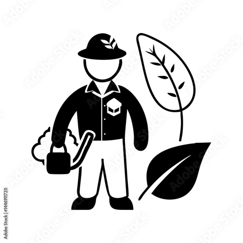 EcoFriendly Landscaper Watering Plants, Symbolizing Sustainability and Green Initiatives for Environment