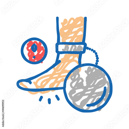 heaviness in legs flat feet icon doodle illustration