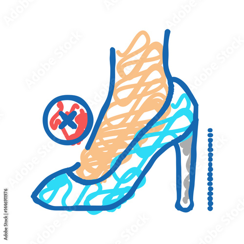 high heel woman shoe feet icon doodle illustration