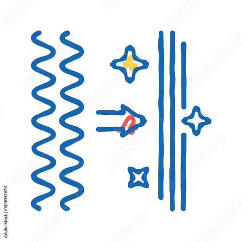 hair straightening procedure icon doodle illustration