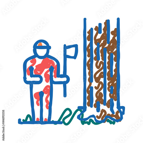 lumberjack chopping wood icon doodle illustration
