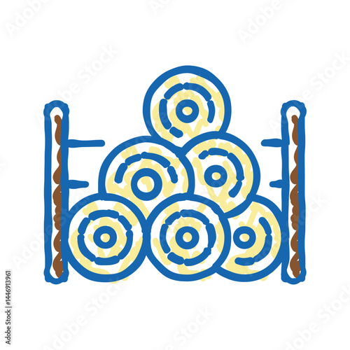 wooden timber storage icon doodle illustration