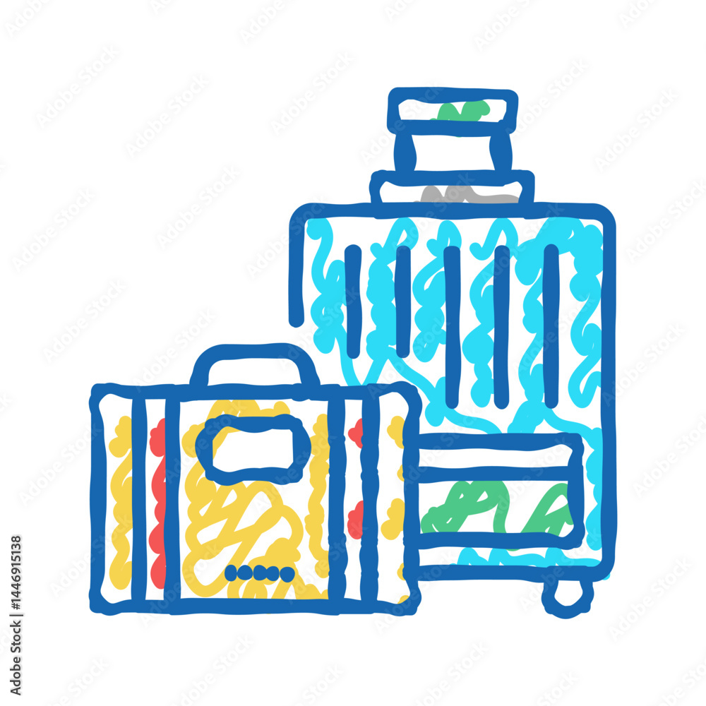 Fototapeta premium luggage for summer travel vacation icon doodle illustration