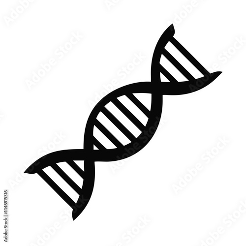 Stylized black and white DNA double helix representation for science and health