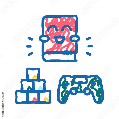 gaming book icon doodle illustration