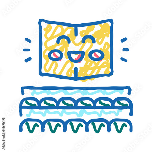 reading room booking in library icon doodle illustration