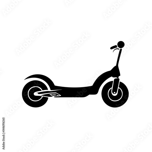 Sleek black silhouette of an electric scooter against a white background
