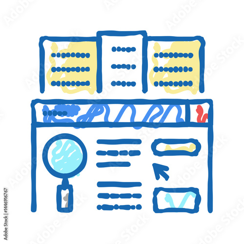 real estate market researching icon doodle illustration