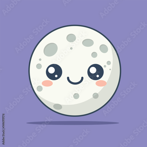 Cute Smiling Moon Cartoon Vector Icon Illustration. Object Icon Concept Isolated Premium Vector. Flat Cartoon Style
