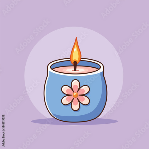 Scented Candle Spa Cartoon Vector Icon Illustration. Beauty Object Icon Concept Isolated Premium Vector. Flat Cartoon Style