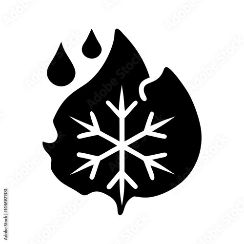 A stylized vector image representing snow melting into water or the transition season