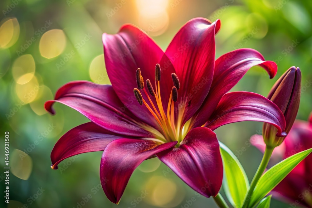 Fototapeta premium Crimson Lily Blossom in Summer Garden