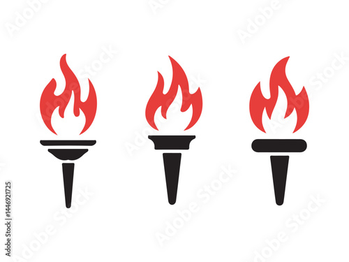 Simple Black Line Art of Three Olympic Torches