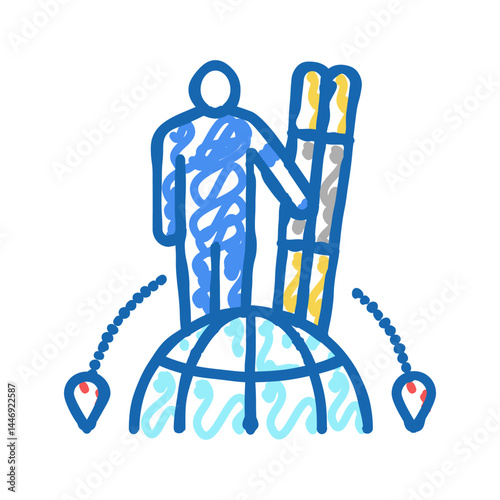 ski tourism icon doodle illustration