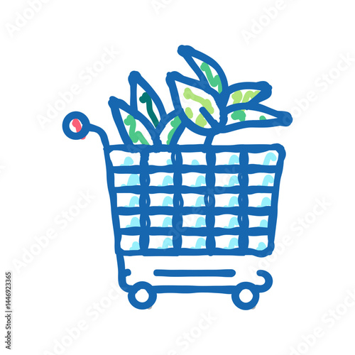 buying plant in floral store icon doodle illustration