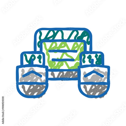fly fishing pontoon icon doodle illustration