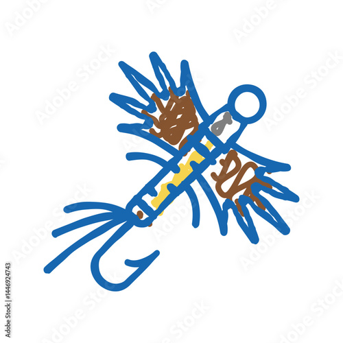 fly fishing flies icon doodle illustration