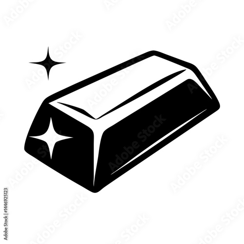 Shiny gold bullion bar with gleam effect in bold black and white