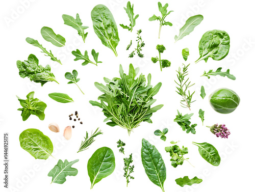 Wild arugula leaves with vibrant fresh greenery