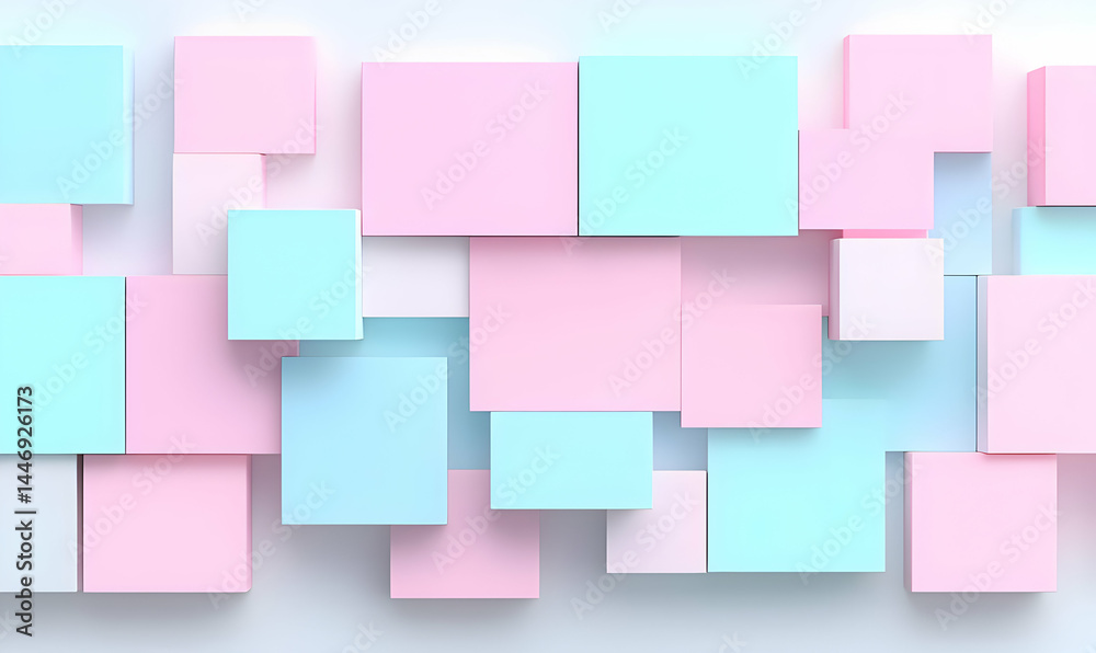 Pastel Geometric Design with Squares and Rectangles on White Background Pastel Geometric Design with Squares and Rectangles on White Background