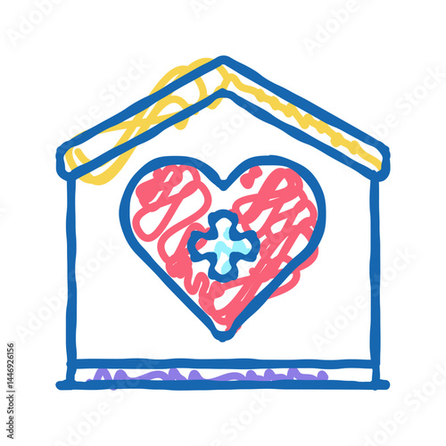 home care service icon doodle illustration