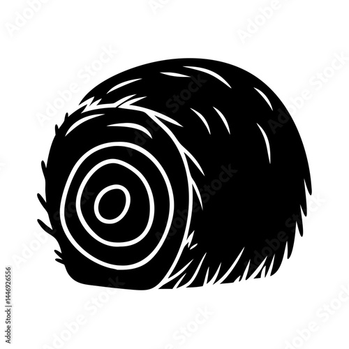 Solid black representation of a tightly wound hay bale in silhouette