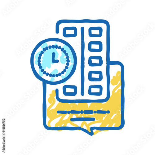 remind to take pills homecare service icon doodle illustration