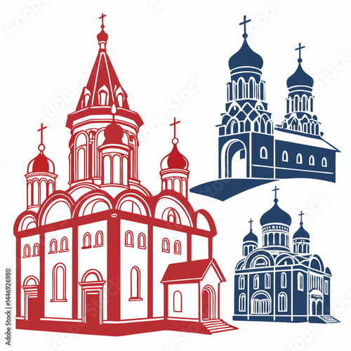 set of Church silhouette vector illustration