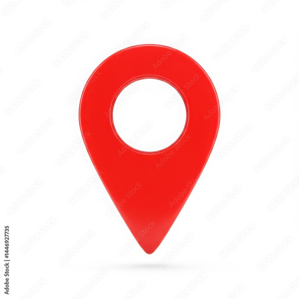 Red location pin pointer isolated on transparent background
