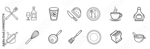 set of kichen tools logo vector icon