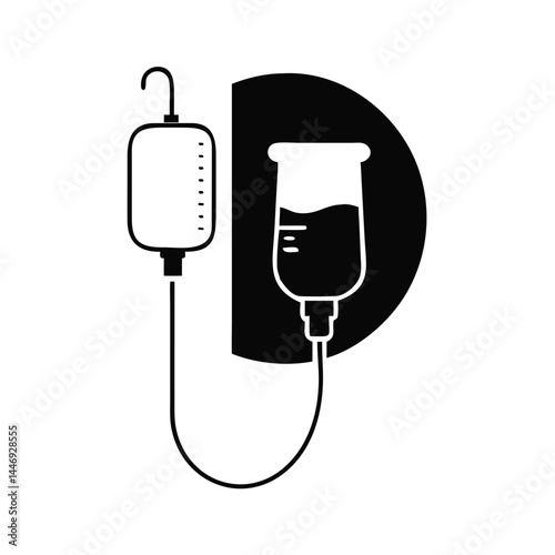 Intravenous fluid bag and transfusion set for medical treatment illustration
