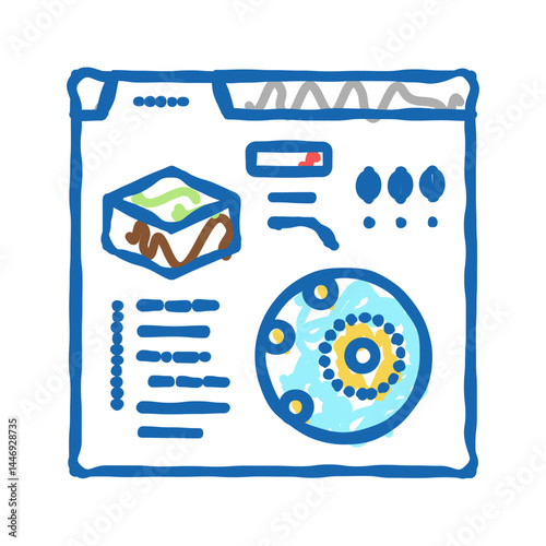 reading information of soil testing in internet icon doodle illustration