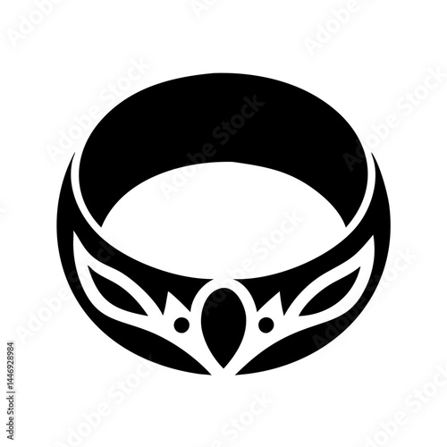 Black silhouette of a regal crown or tiara with central jewel design