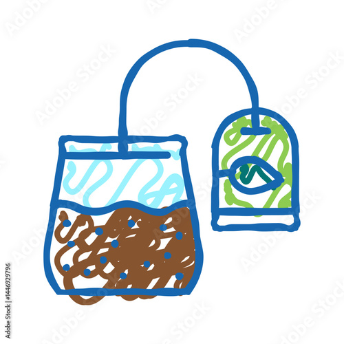 sachet tea icon doodle illustration