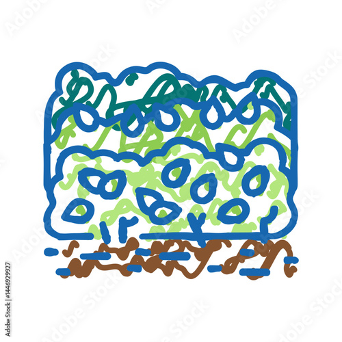cultivation tea leaves icon doodle illustration
