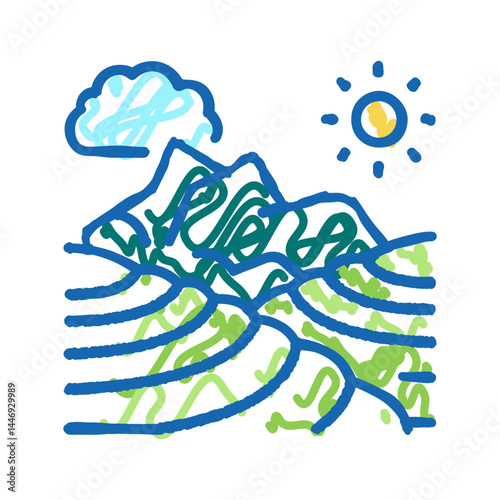 plantation of tea icon doodle illustration