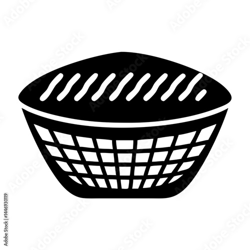 Illustration of a woven basket with contents and a textured appearance