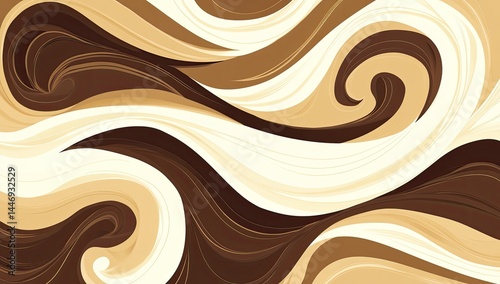Swirling creamy brown and beige abstract pattern