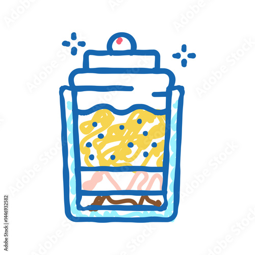 creamy dessert cup icon doodle illustration